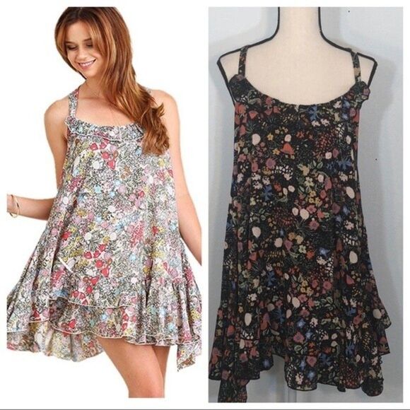 Umgee Vibrant Floral Ruffle Dress Adjustable Back 19A - Picture 1 of 8